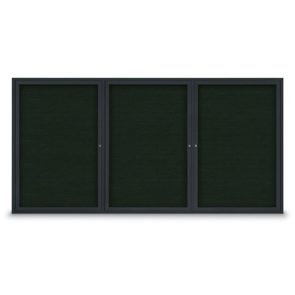 18"x24" 1-Door Enclosed Outdoor Letterboard, Green Felt/Black Alum
